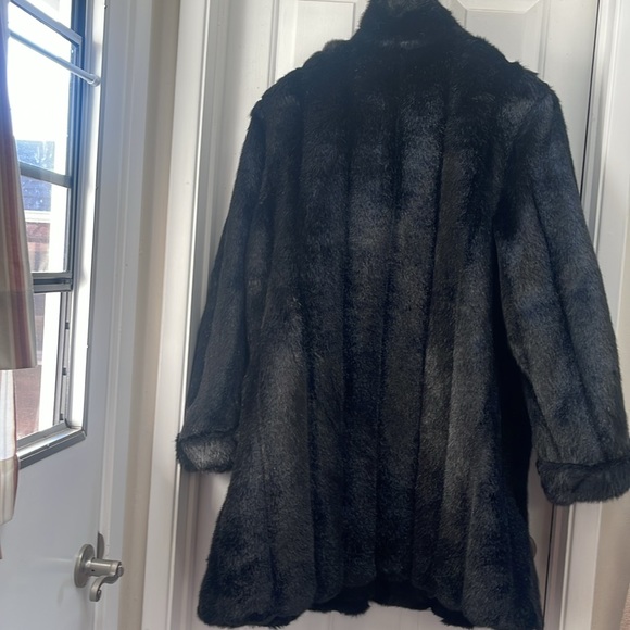 Dennis Basso Faux Mink COAT Black Mid-length Coat, Size 1X NEW W/Tags - Picture 2 of 8